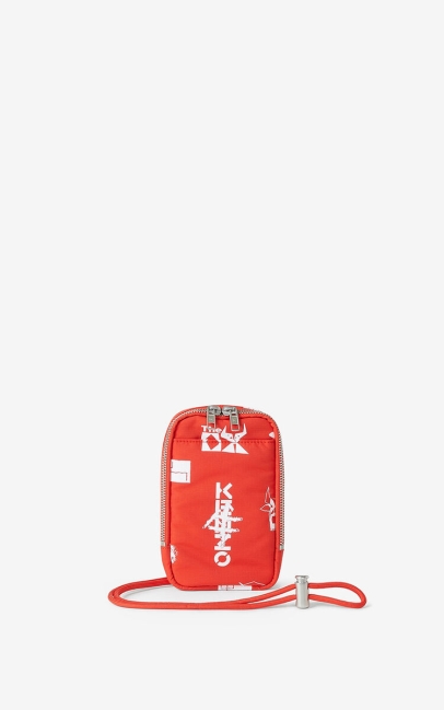 Kenzo Men 'sign & Symbol' Phone Holder Medium Red